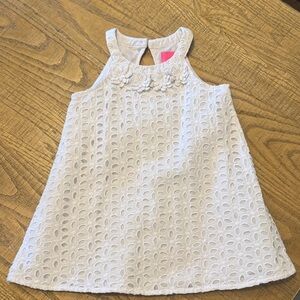Lilly Pulitzer White Eyelet Halter Dress with Pink Label